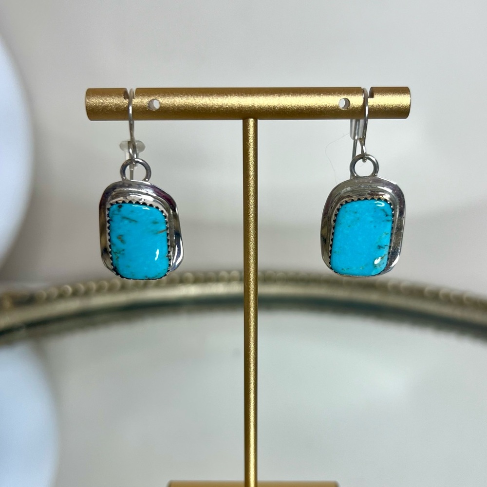NWT AUTHENTIC, GENUINE, HANDMADE TURQUOISE AND STERLING SILVER EARRINGS